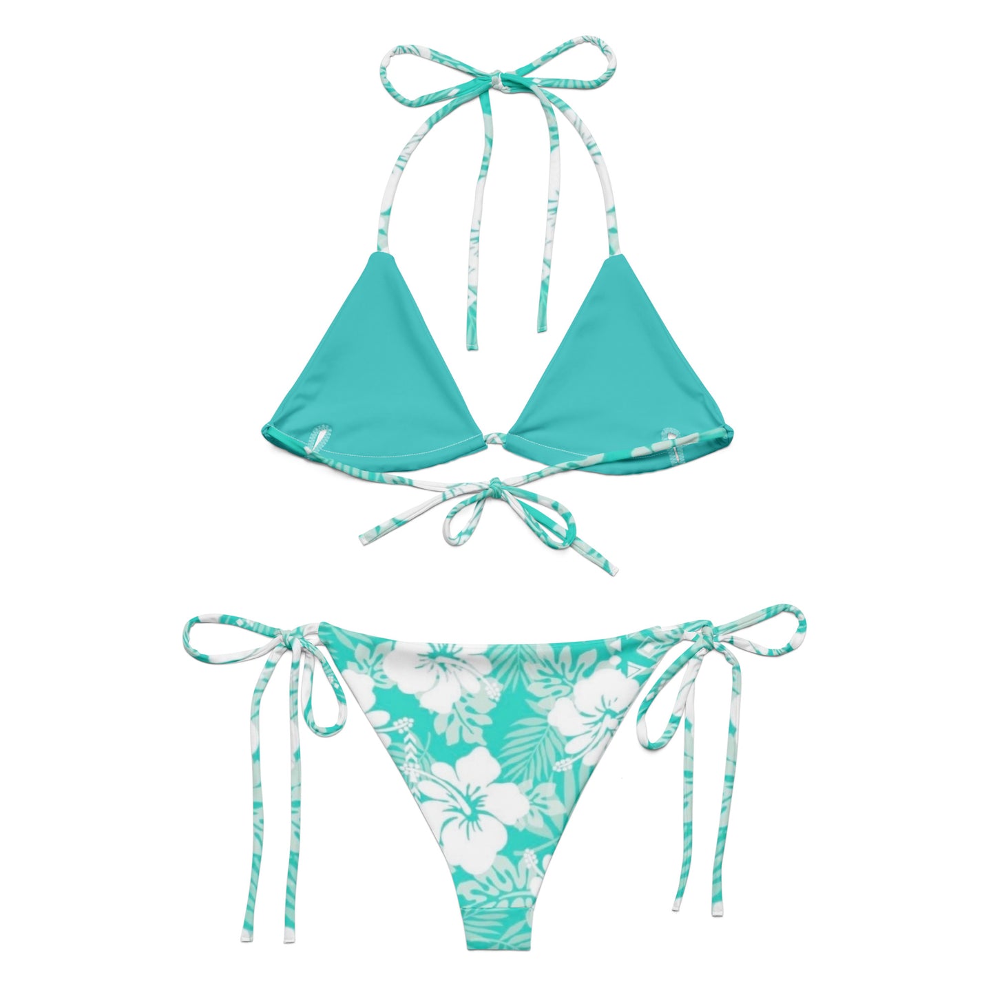 Aqua Green Floral string bikini