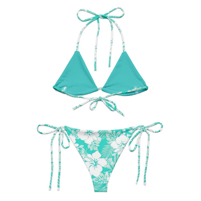 Aqua Green Floral string bikini