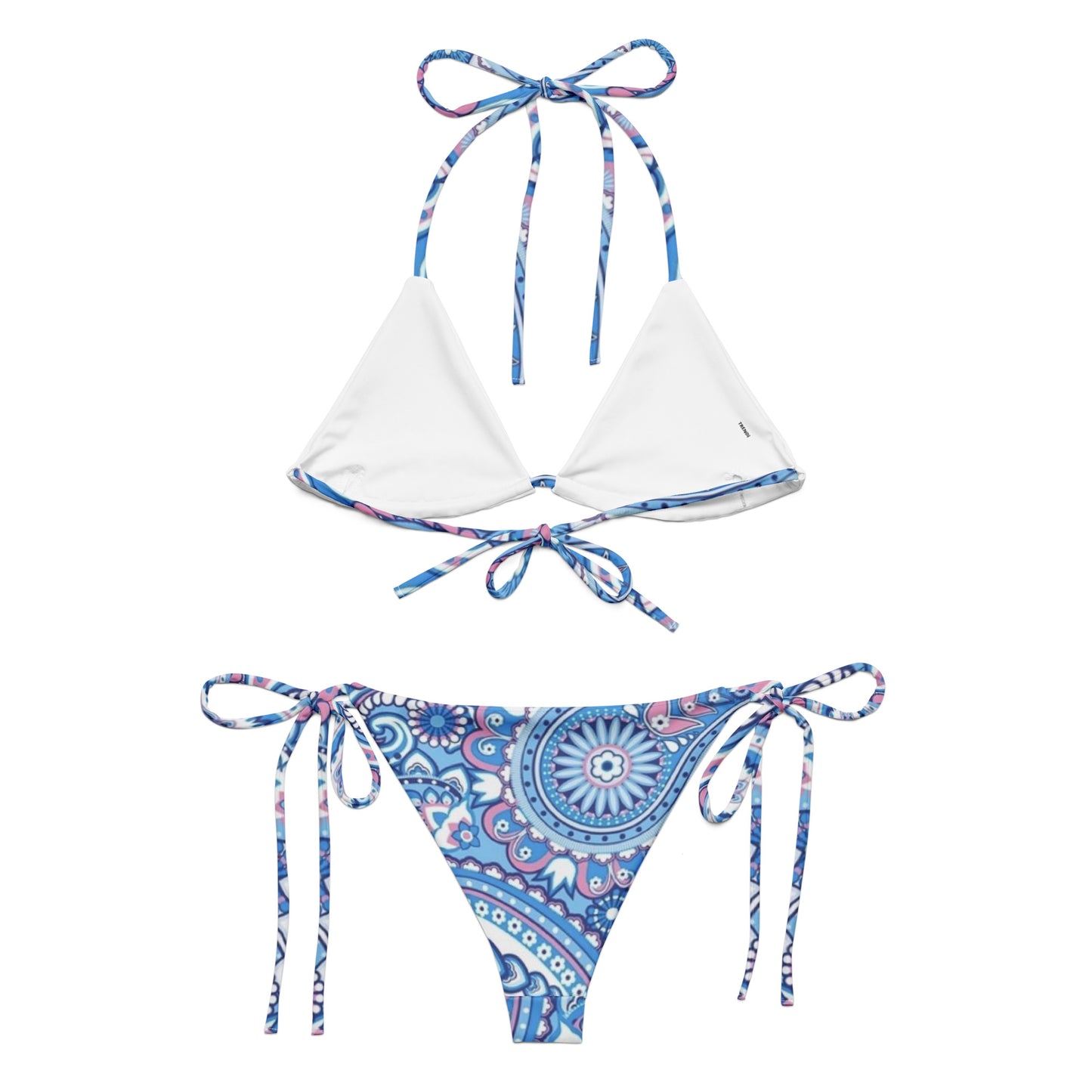 Blue Paisley Print String Bikini