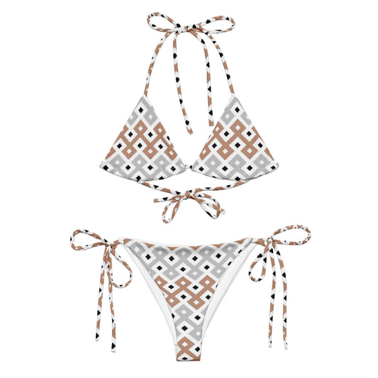 Brown Tribal Print String Bikini