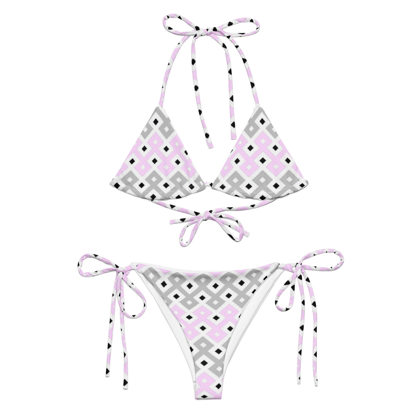 Pink & Grey Tribal String Bikini