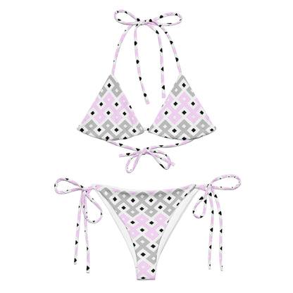 Pink & Grey Tribal String Bikini