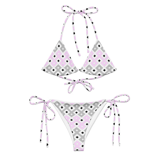 Pink & Grey Tribal String Bikini