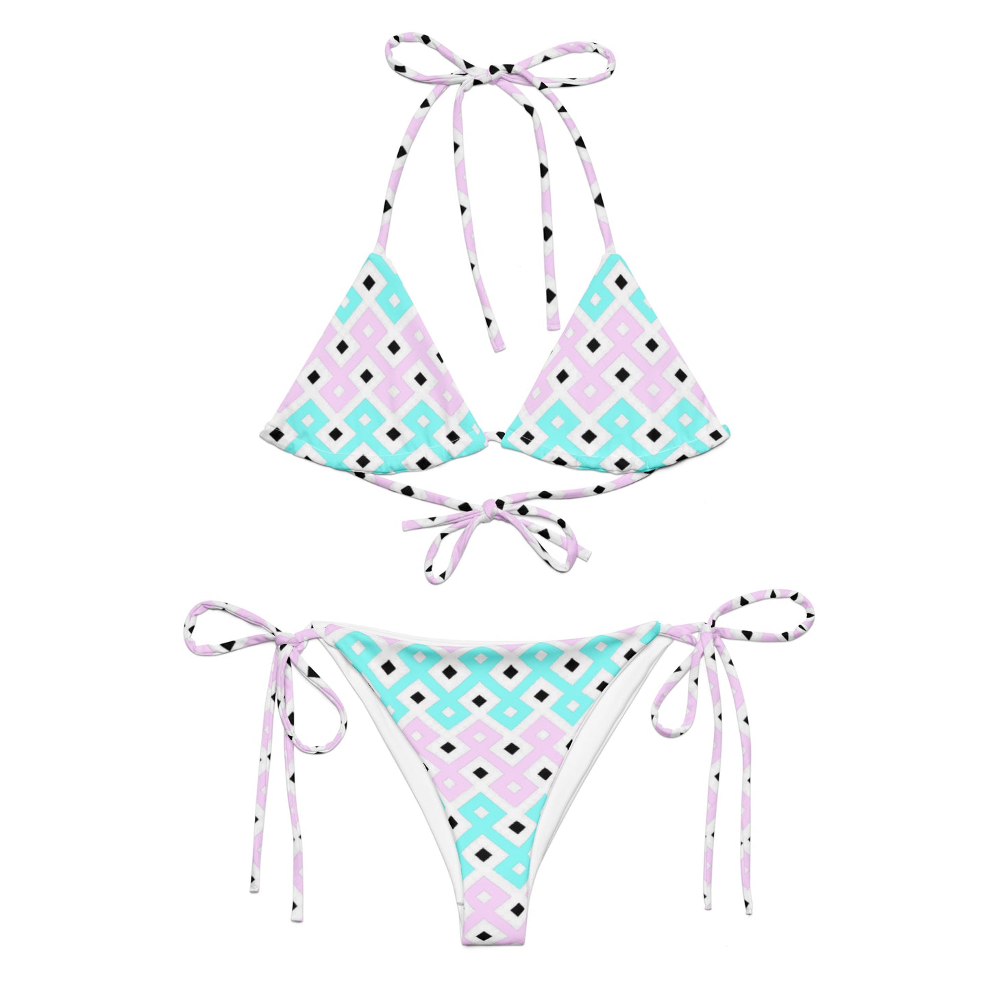 Pink & Blue Tribal Pattern String Bikini