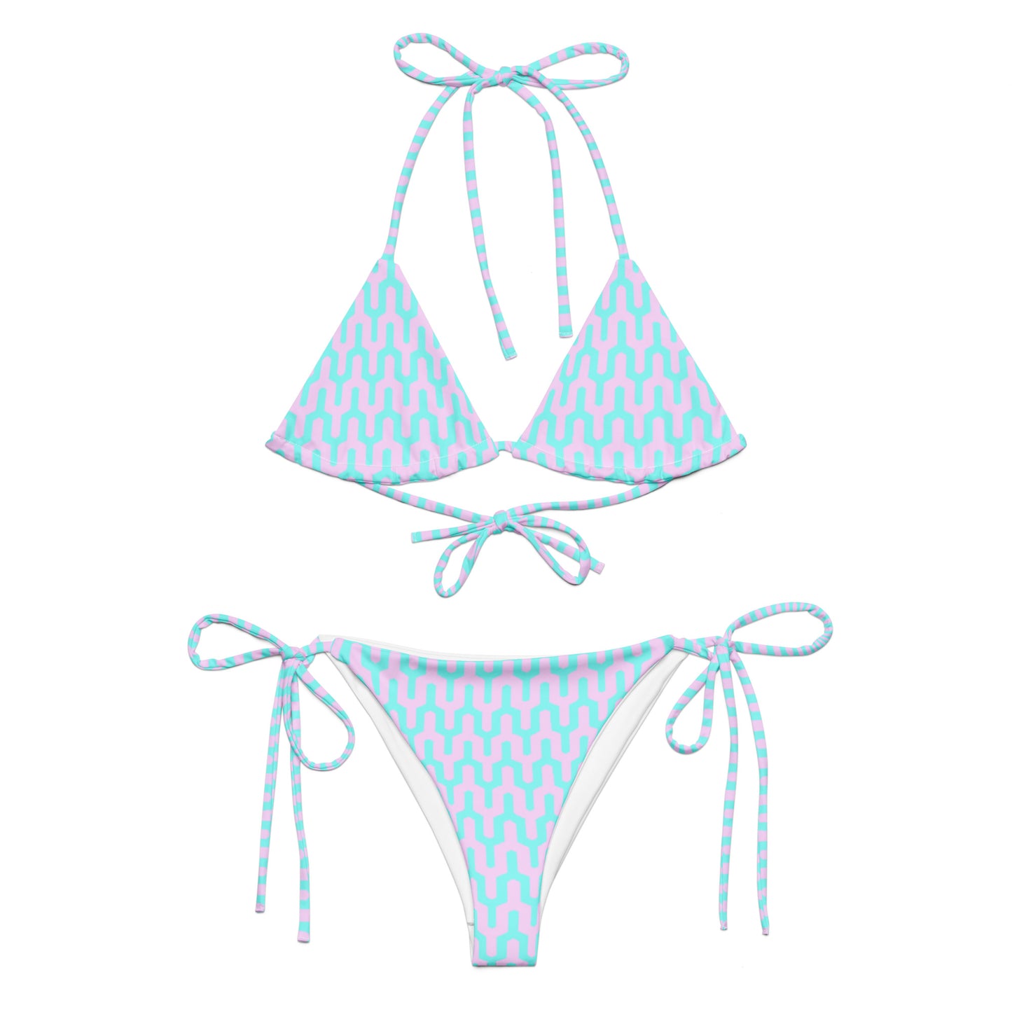 Pink & Blue Wavy String Bikini