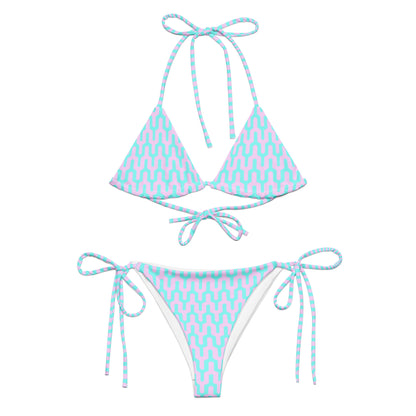 Pink & Blue Wavy String Bikini