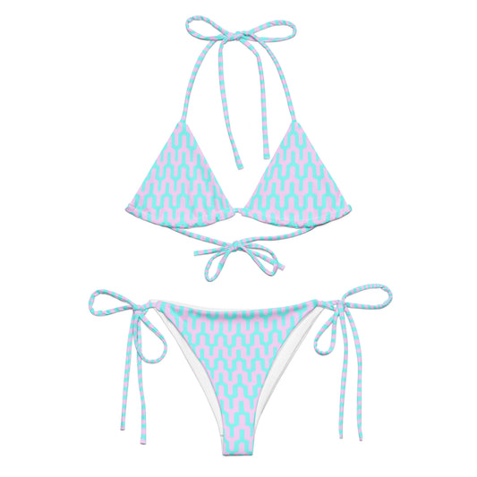 Pink & Blue Wavy String Bikini