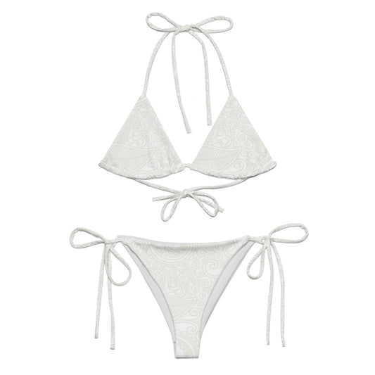 Light Grey Paisley Pattern String Bikini