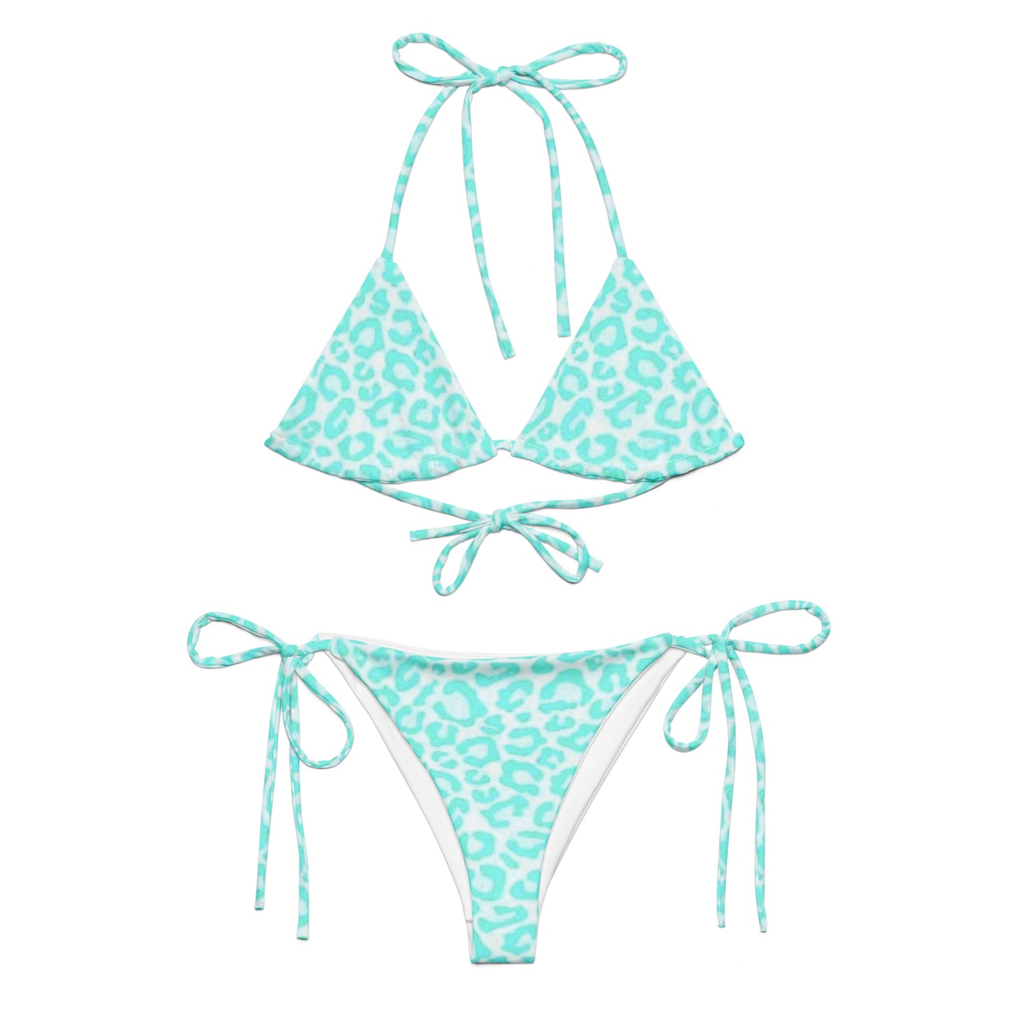 Blue Leopard Print String Bikini