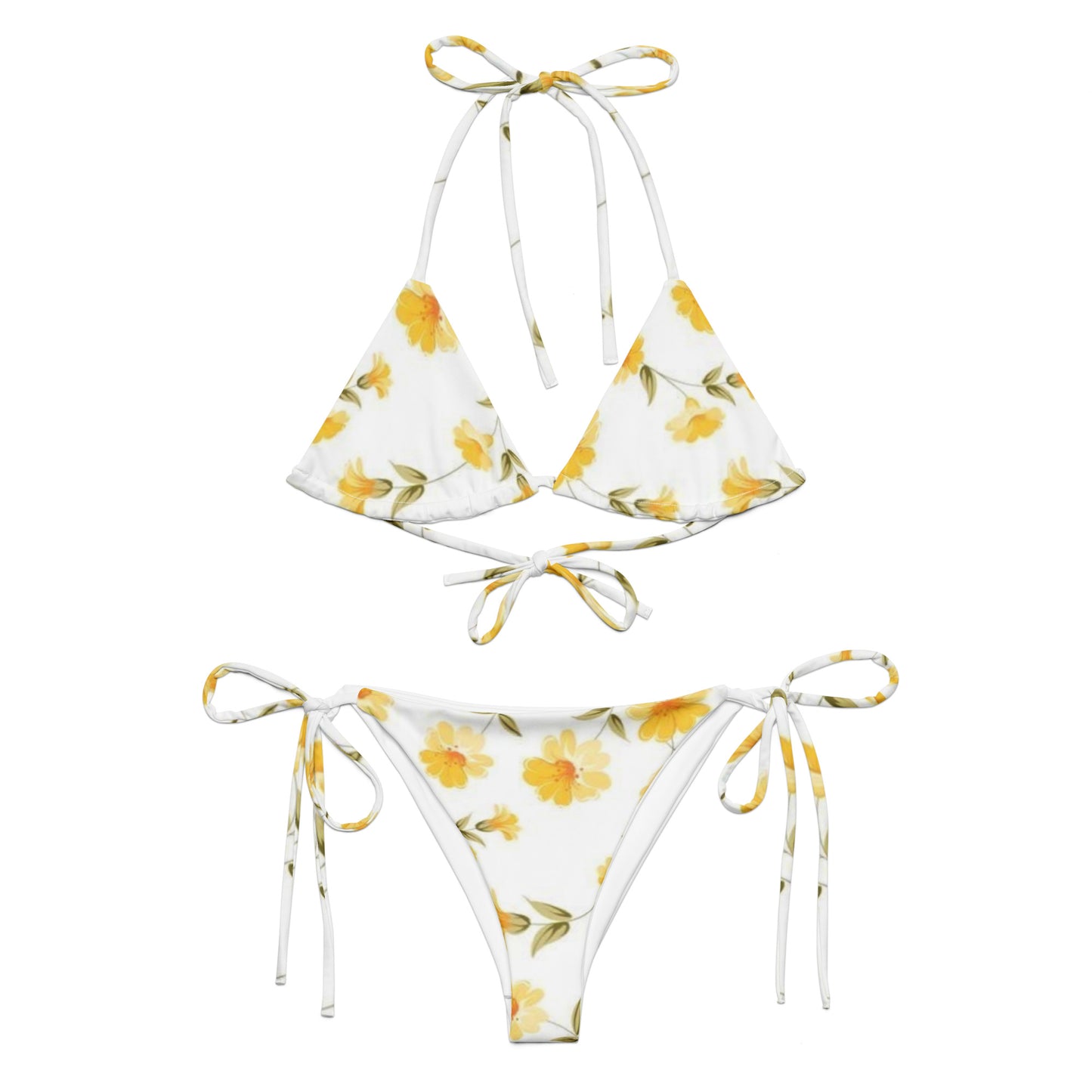 Yellow Flower String Bikini Set