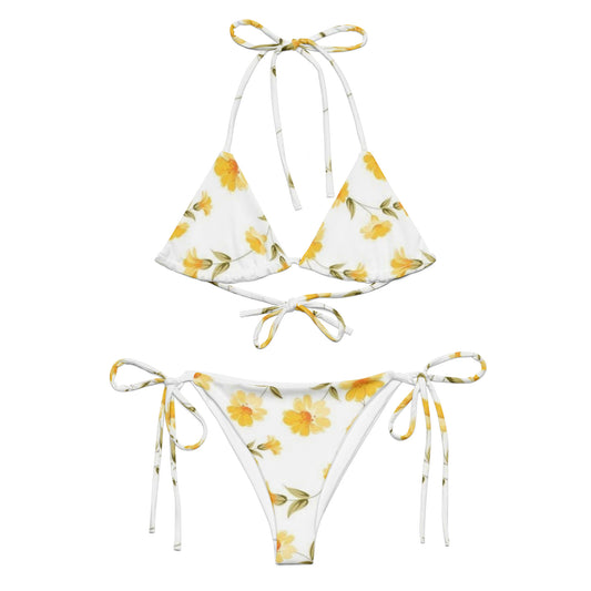 yellow Flower String Bikini