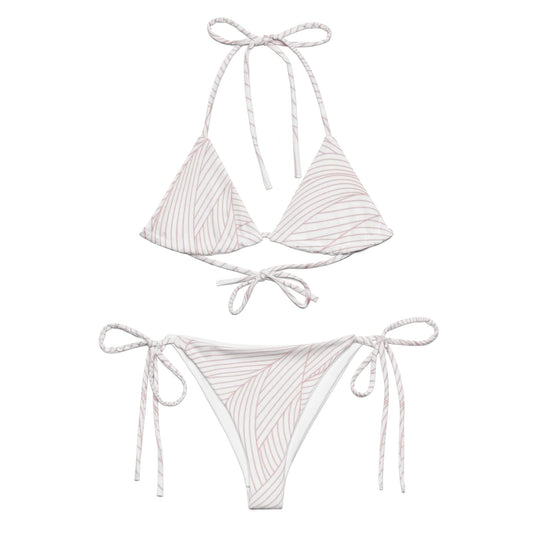White Feather Pattern String Bikini