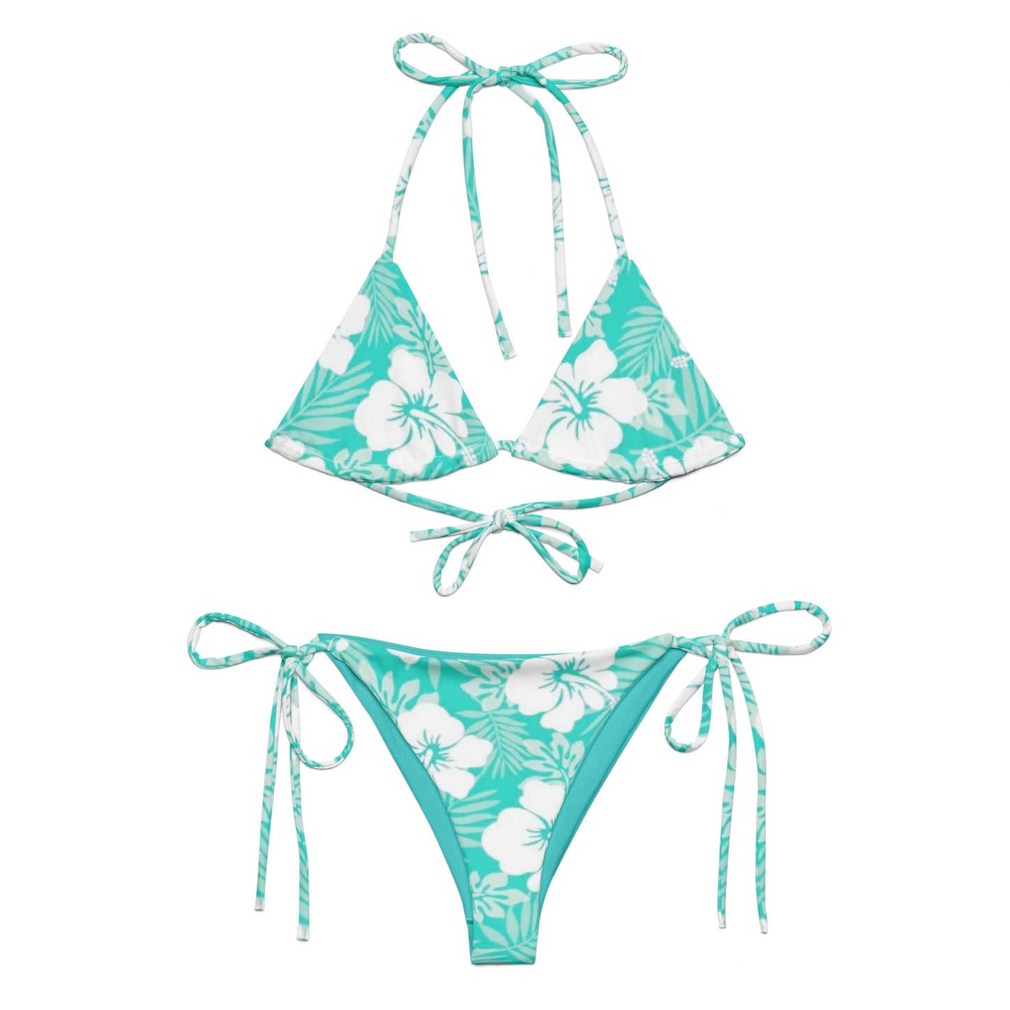 Aqua Green Floral string bikini