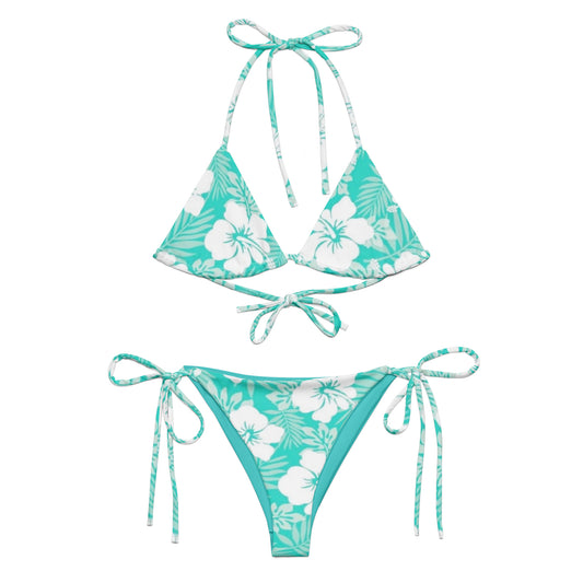 Aqua Green Floral string bikini