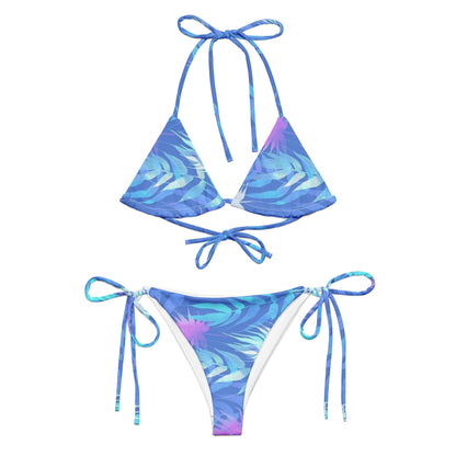 Blue Aquatic Print String Bikini