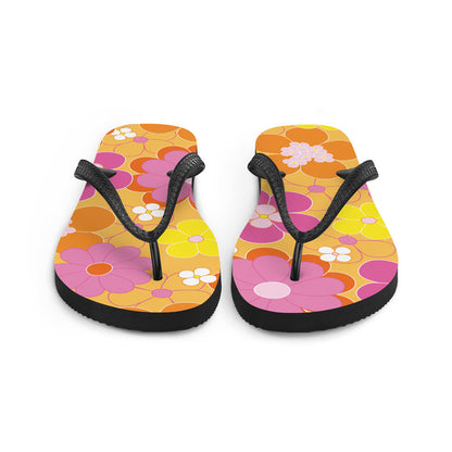 Orange Floral Flip-Flops