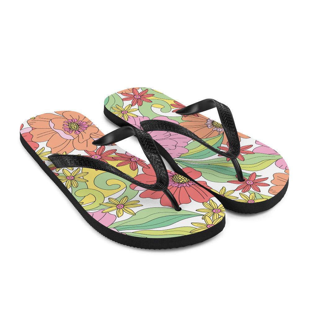 Floral Pattern Flip-Flops