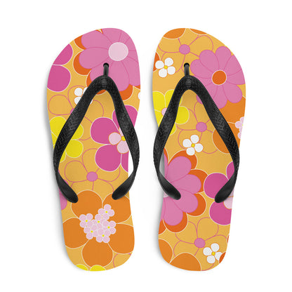 Orange Floral Flip-Flops