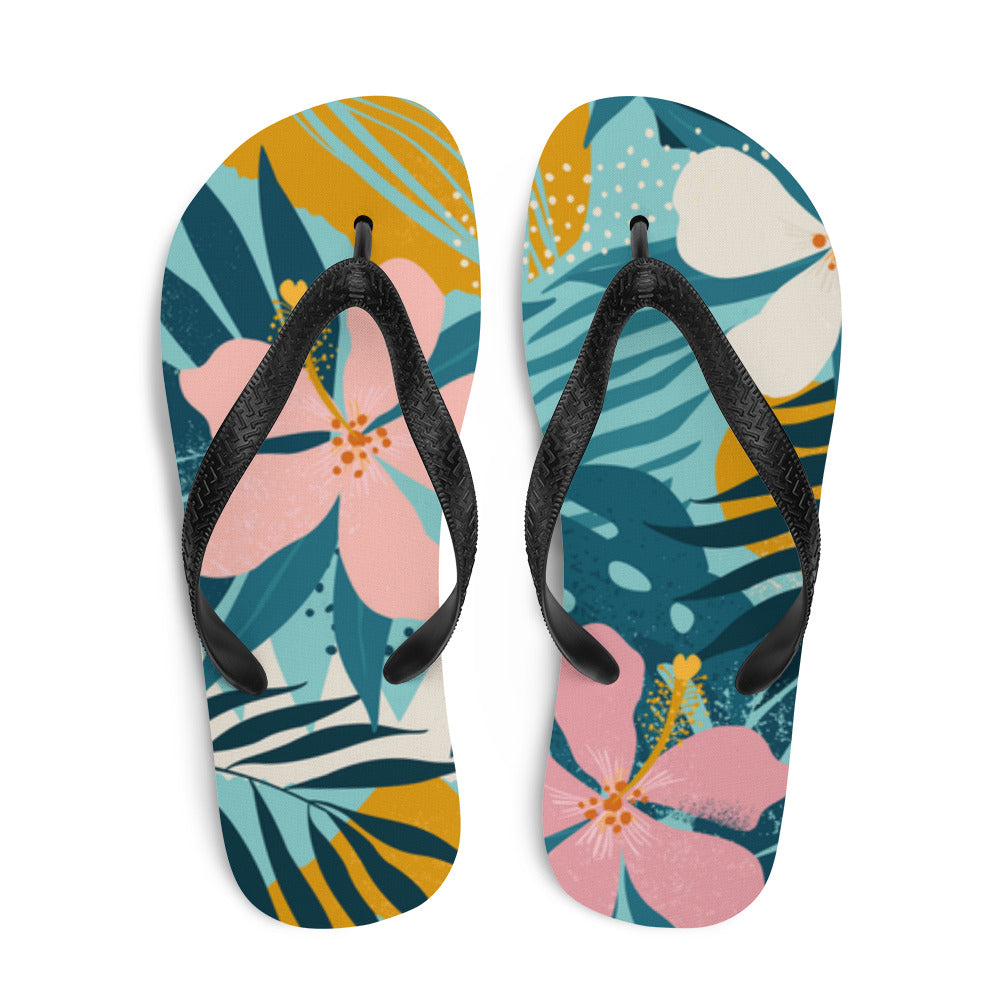 Tropical Floral Flip-Flops